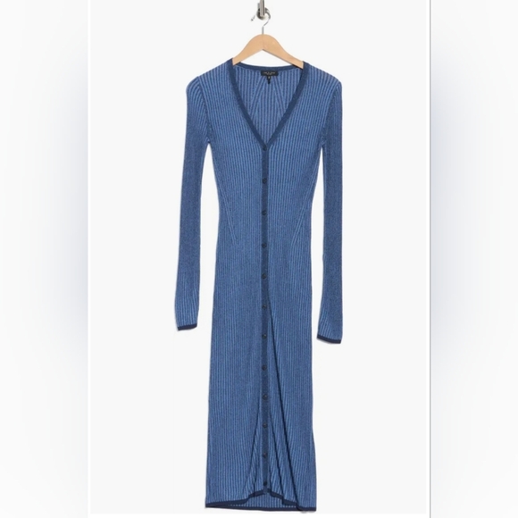 rag & bone Blue Long Sleeve Knit Dress - Picture 3 of 8